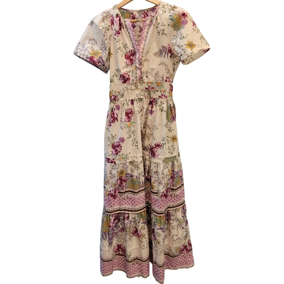 Anthropologie Somerset Floral Maxi Dress in Cream and Pink - Picture 4 of 5